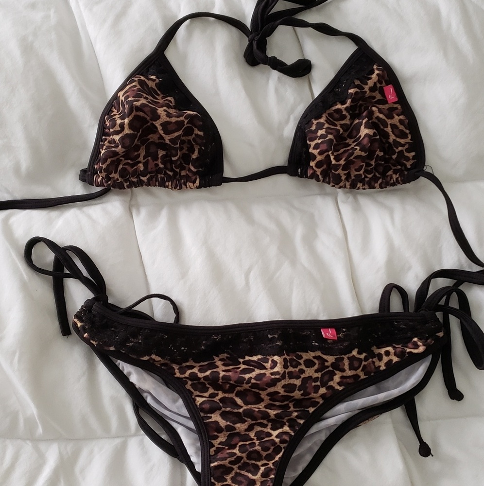 Chynna dolls black lace leopard bikini M/L
